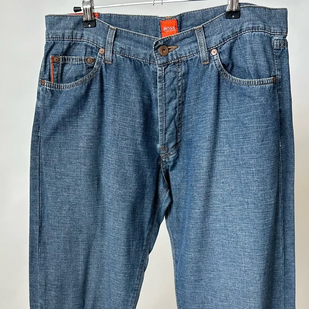 HUGO BOSS Vintage Blue Denim Jeans Relaxed Straight Leg W35 L32~MSRP $198!